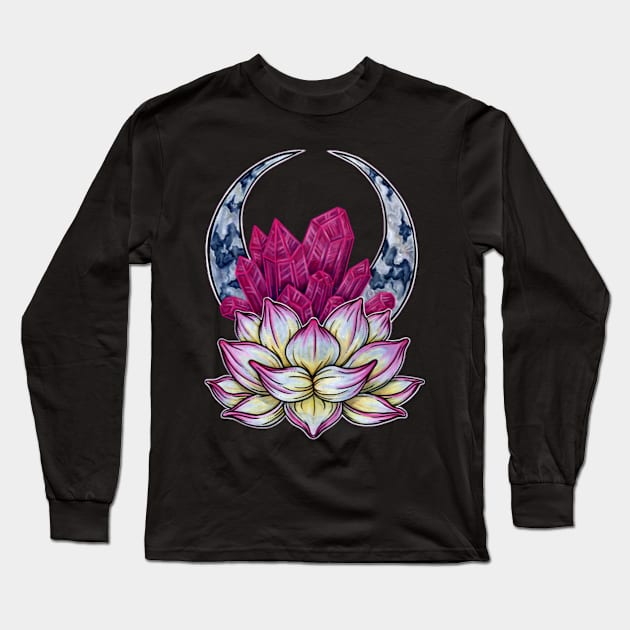 Crystal Lotus Long Sleeve T-Shirt by Wild Skullflower